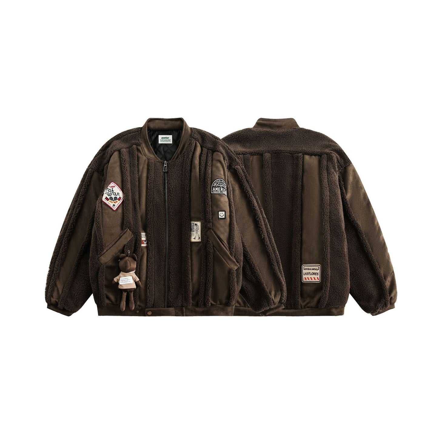 Cotton-padded Jacket Lambswool Splicing Coat