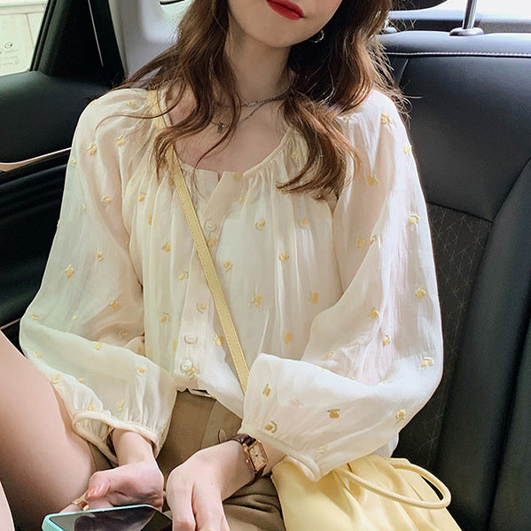 New French Chic Temperament Top Long Sleeved Shirt For Women