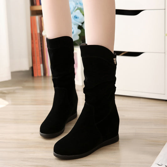 Simple Women's Plus Cotton Velvet Mid-tube Boots