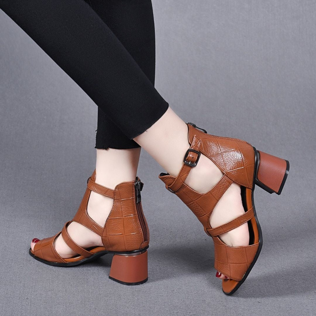 Kvinders Sandaler Peep Toe Udskåret Kilehæl