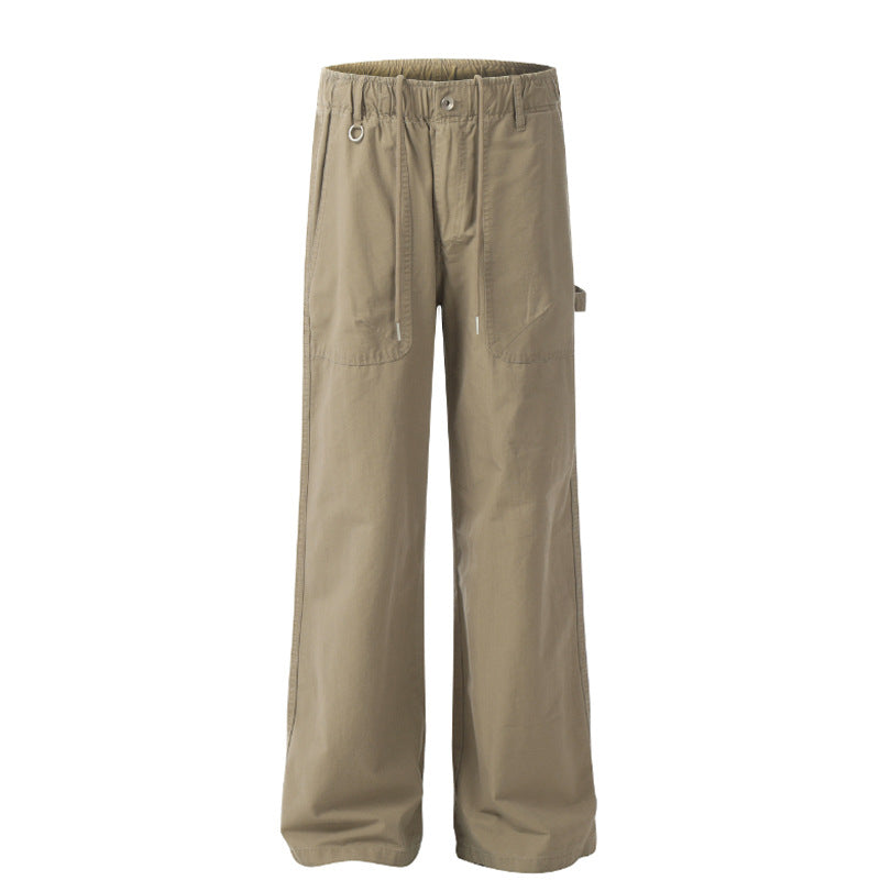 Drape Women's Large Pocket Design Straight Loose High Waist Casual Trousers