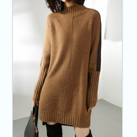 Women's Autumn Half Turtleneck Color-matching Dress Sweater