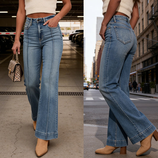 Nye bootcut-jeans til damer med medium talje