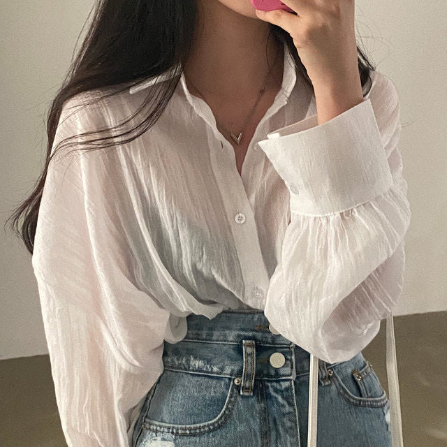 Loose Casual Laid-back Style Sun Protection Shirt For Air Conditioned Rooms