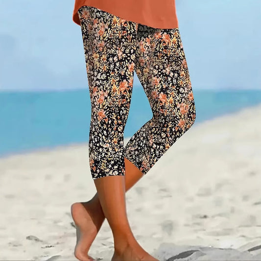 3d Printed Seaside Series Cropped Leggings