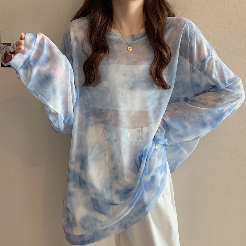 Women's Loose Long-sleeved Mesh Sun Protection Pullover