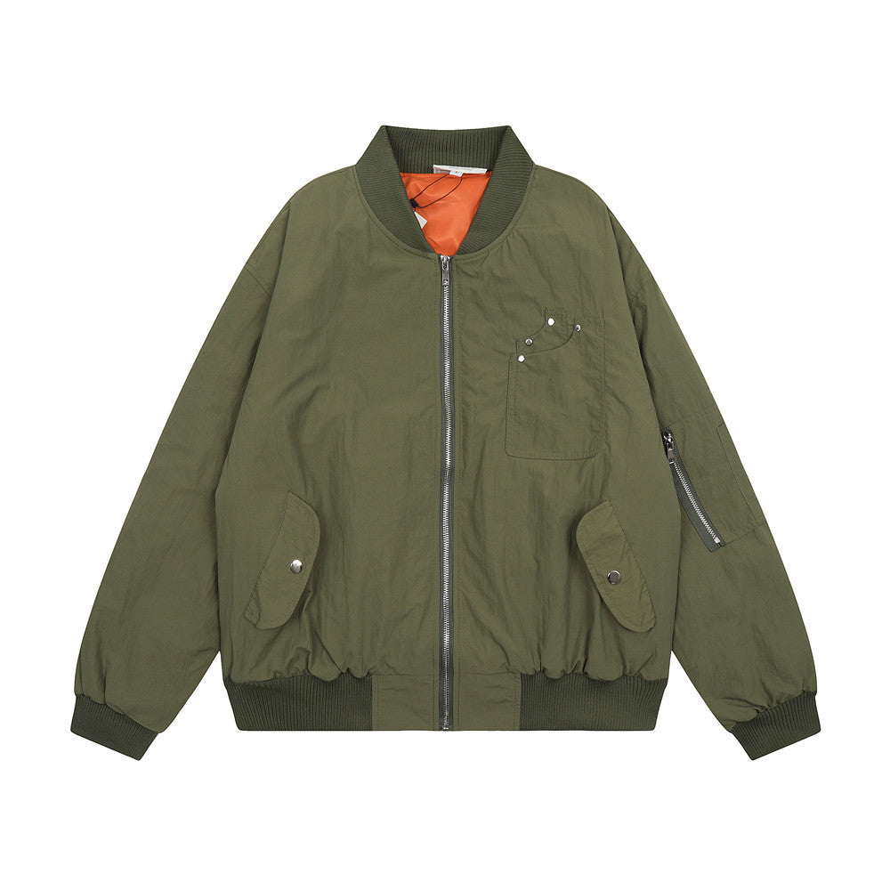 Men's Spring And Autumn Casual Loose Cargo Zipper Cardigan Outerwear Tide