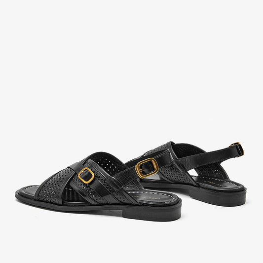 Kvinders sommer nye flade sandaler med krydsrem i afslappet mode