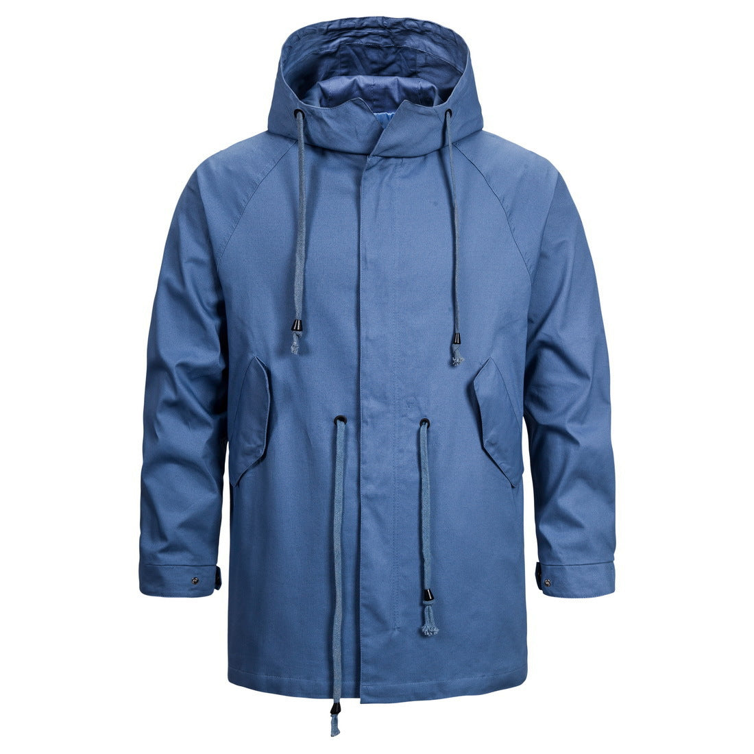 Men's Cotton Hooded Jacket Men's Waist Solid Color Hooded Jacket