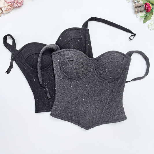 Wool And Wool-blend Camisole Wrap Top For Outerwear In Solid