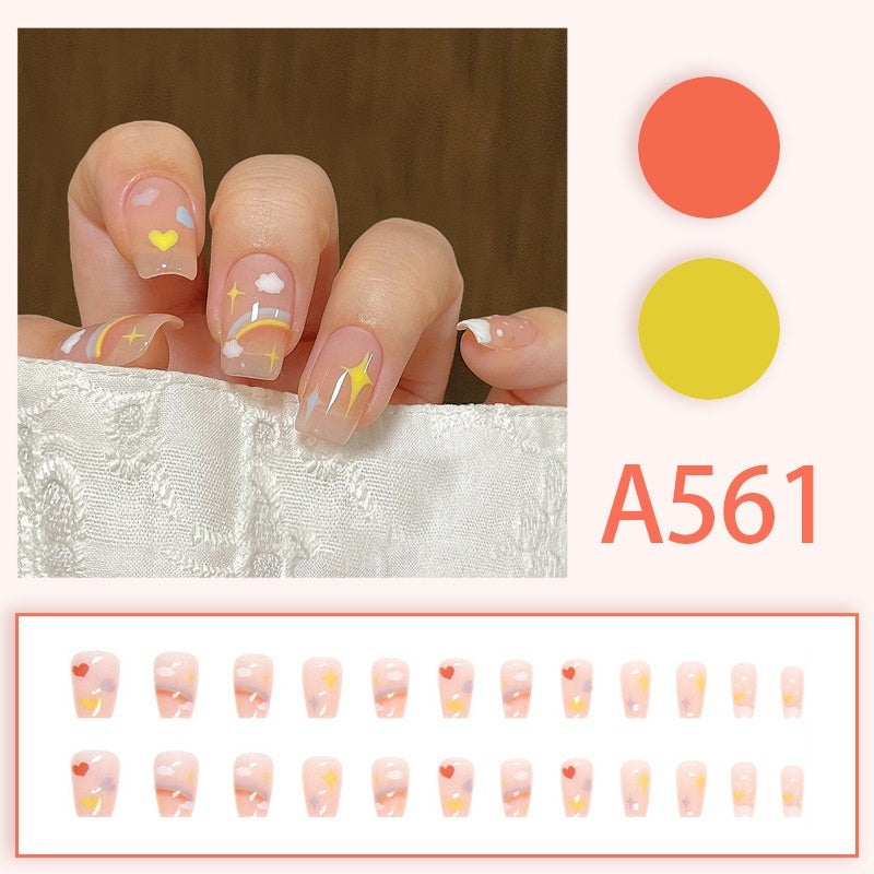 Wear Nail Summer Love White Clouds Colorful Manicure