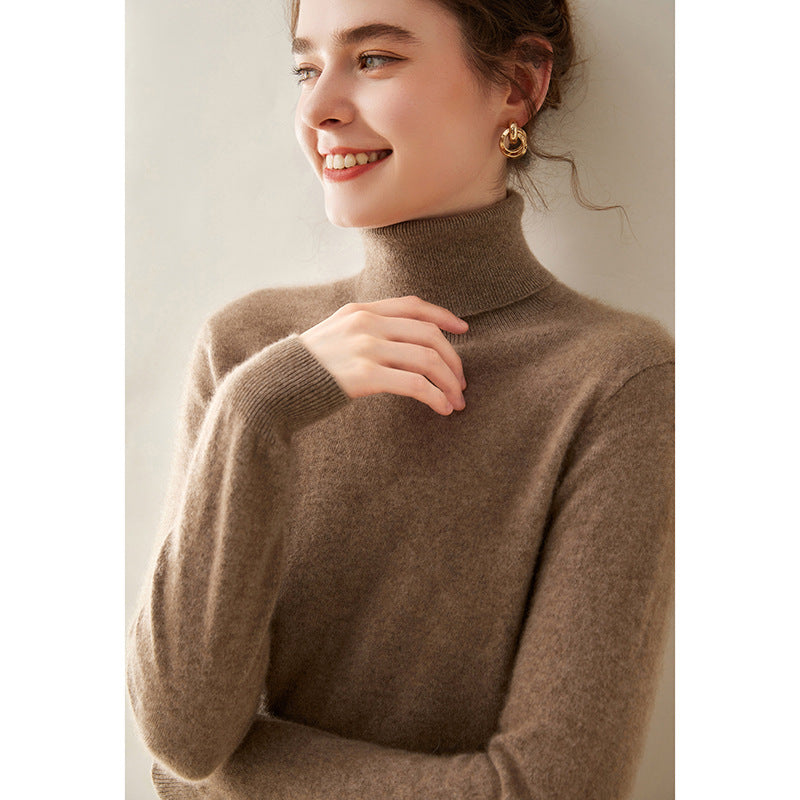 Women's Solid Color Pullover Cashmere Turtleneck Knitting Bottoming Shirt