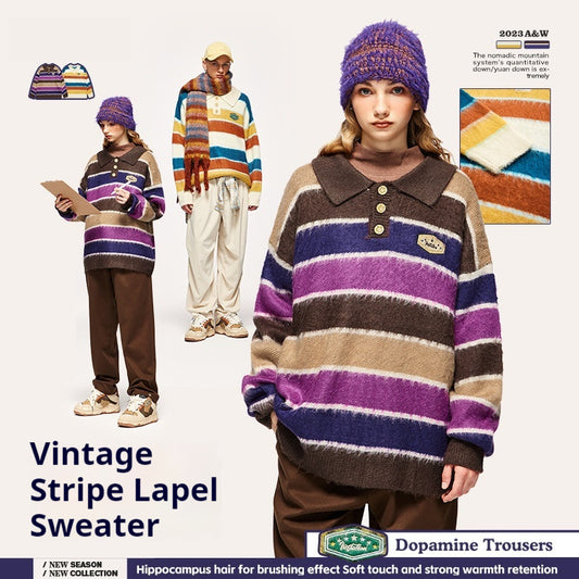 Autumn And Winter New Contrast Color Loose And Warm Knitwear Men's Top