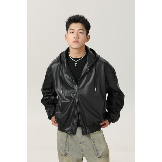 Vintage PU Leather Motorcycle Jacket For Men