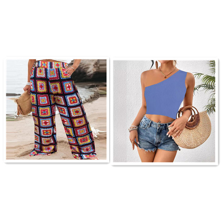 Women's Loose Casual And Comfortable Plaid Color Printed Trousers