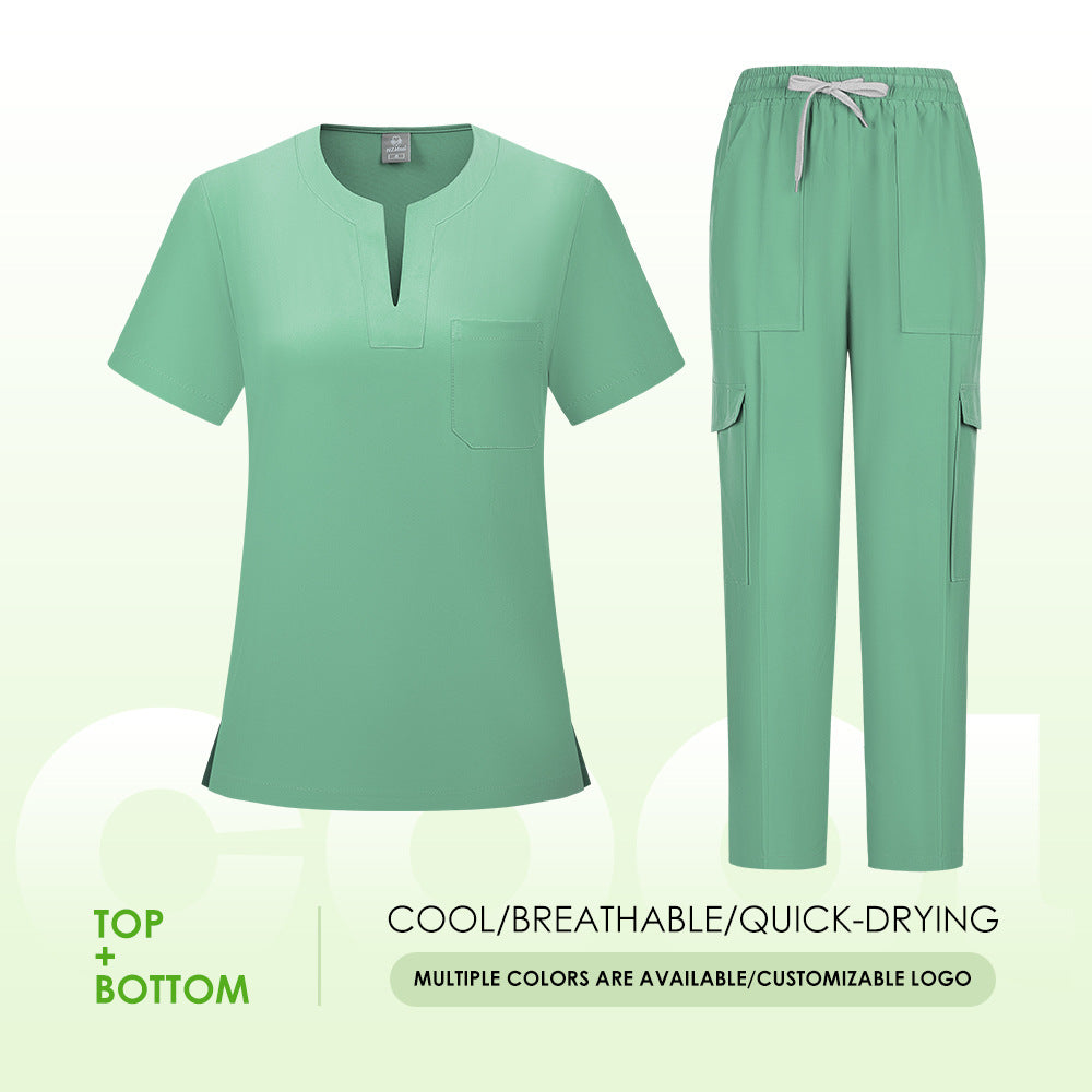 V-neck Two-piece Medical Work Uniform