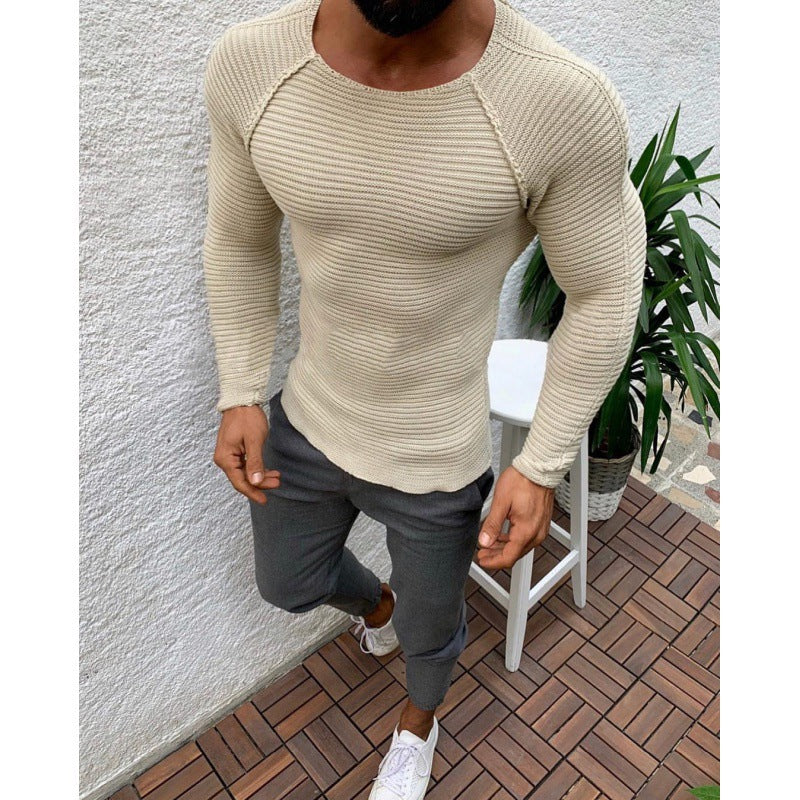 Men's Crew Neck Pullover Sweater Knitwear Solid Color Casual
