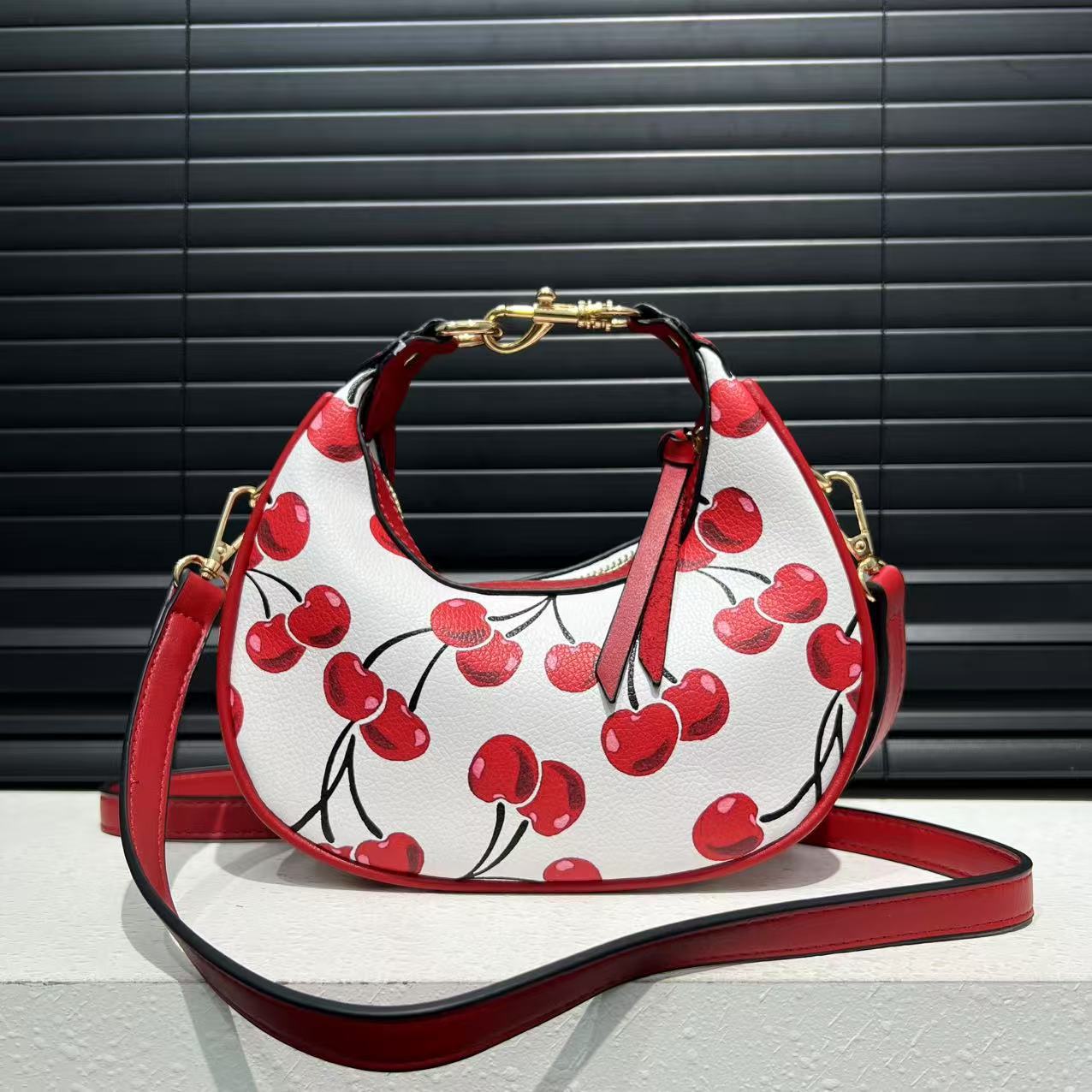 Stitching Soft Leather Hobos Cute Simple Shoulder Crossbody Bag