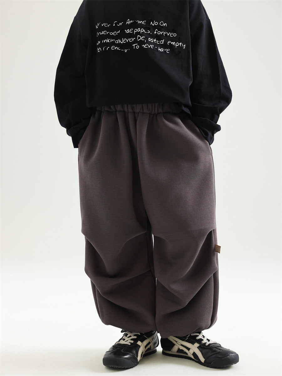 Autumn And Winter Children's Clothing Fleece-lined Casual All-match Loose Knitted Trousers