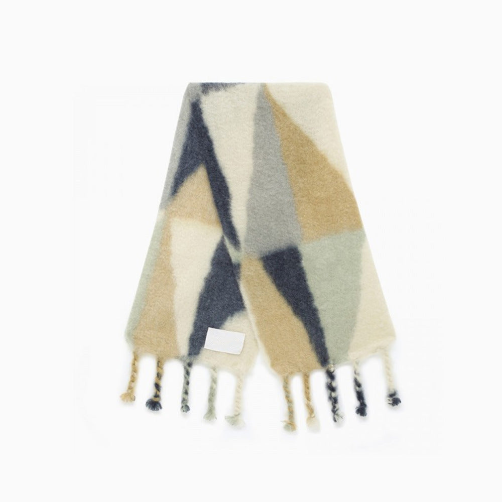 Women's New Geometric Triangle Stitching Plaid Scarf
