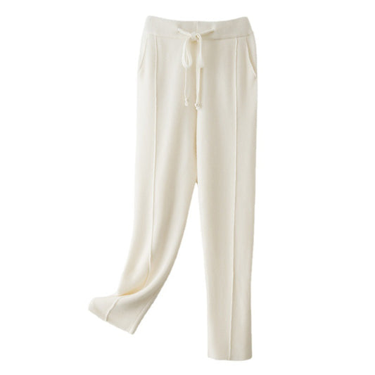 Autumn And Winter Pure Wool High Waist Thickened Curling Casual Straight-leg Harem Pants