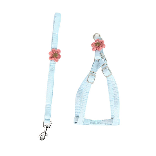 Dog Flower Traction Rope With Chest Back