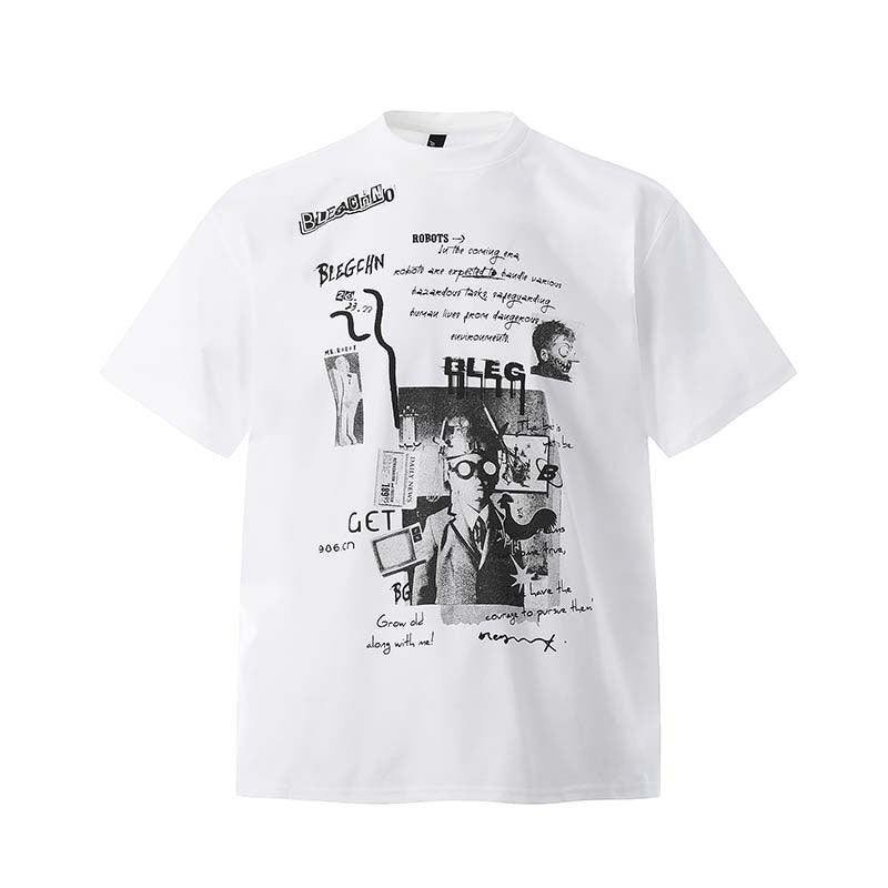 Loose Leisure All-matching Street Tide Brand Characters Letter Print Short-sleeve