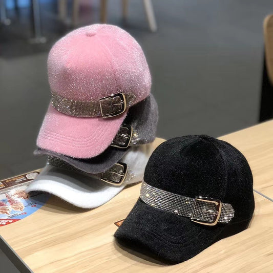 Street Fashion Diamond Baseball Korean Fashion Winter Warm Outdoor All-matching Peaked Cap