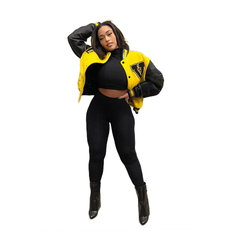 Street Embroidered Patchwork Loose Casual Baseball Jacket