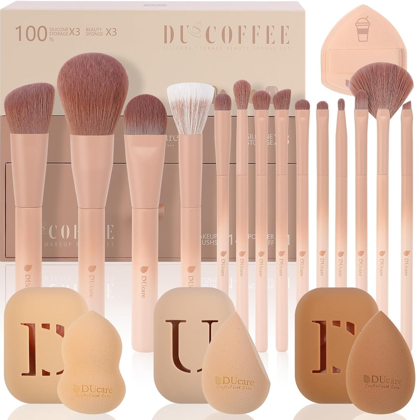 Ducare Pinselset Makeup 20 Stücke Professionelles Make up Pinsel Set Premium Synthetische Haar Schminkpinsel Set Mit Silikon-Gesichtsmaskenpinsel Kabuki Pulver Erröten Concealer Lidschatten Pinsel