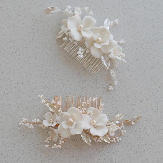 Ceramic Flower Exquisite And Compact Hair Comb