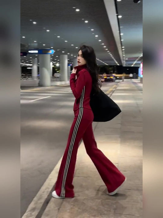 Spicy Girl Temperament With Plush Long Sleeved High Waisted Pants Sports Suit