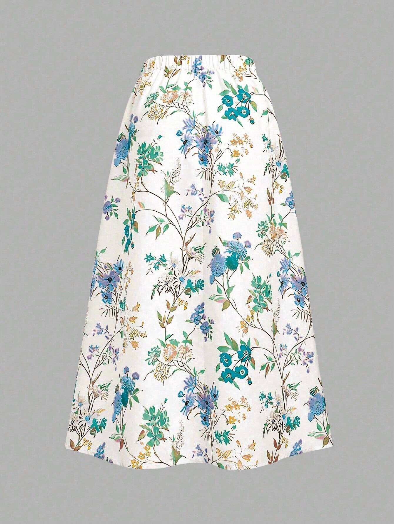 Floral Print High Waisted Skirt