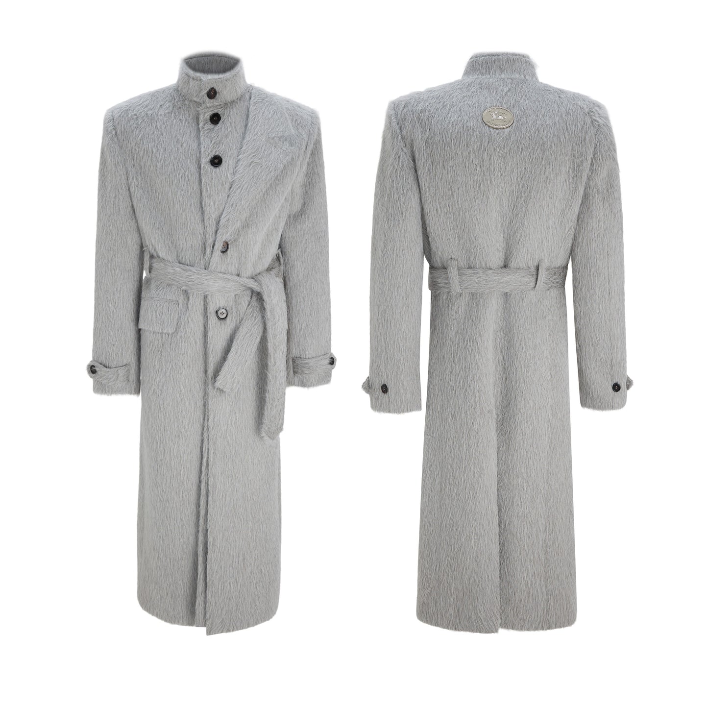 Long Alpaca Wool Trench Coat With A Tie-waist Design