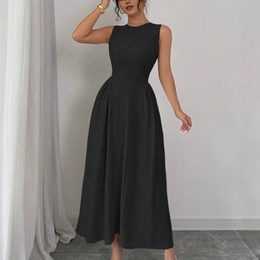 European And American-style Sleeveless Figure-flattering Waist-cinching Dress