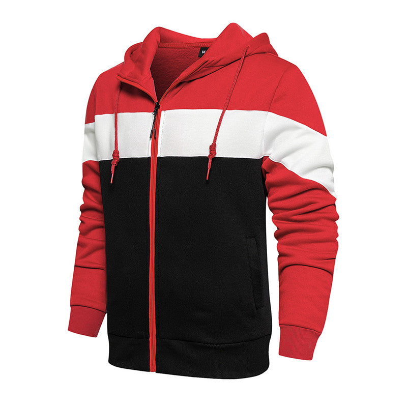 Color Block Cardigan Sweater Youth Loose Men's Color Contrast Fashion Jacket