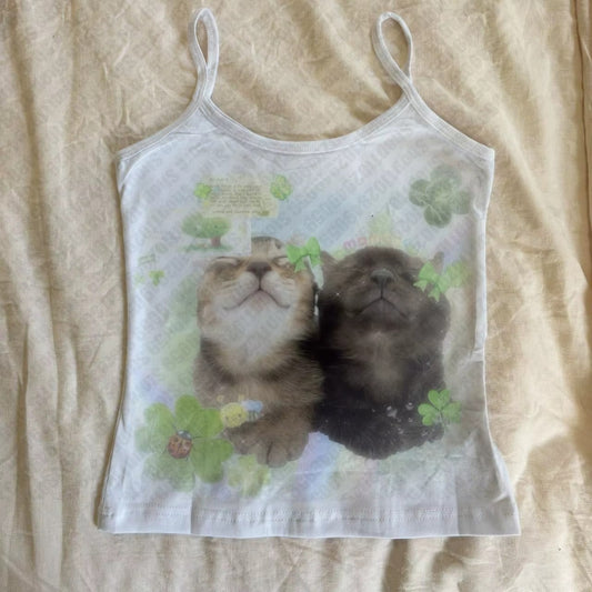 Summer Beach Vacation Style Printed Sassy Womens Camisole Tank Top