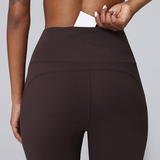 Nude Feel Sports Horn High Waist Hip Lift Stretch Fitness Wide-leg Pants