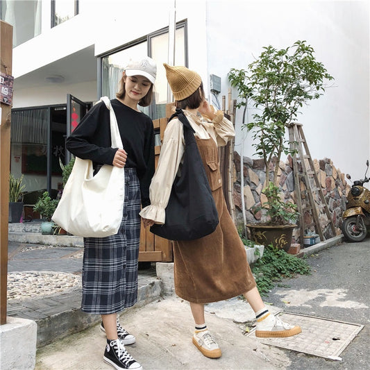 Slouchy Single Shoulder Crossbody Canvas Bag Retro Simplicity