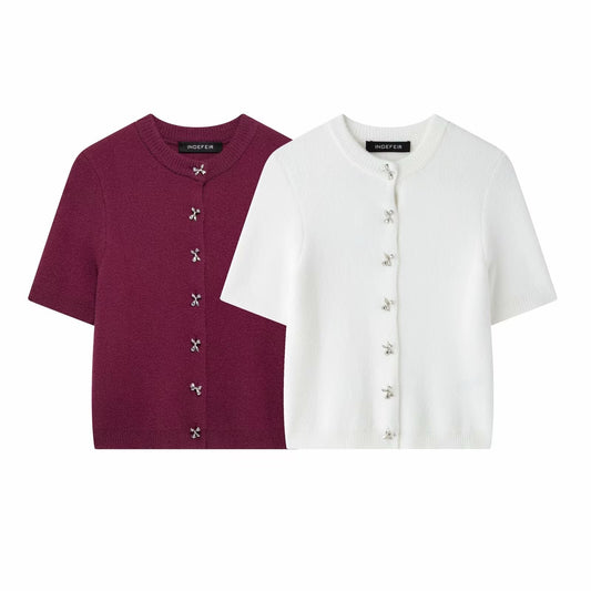 Solid Color Knitted Cardigan For Women