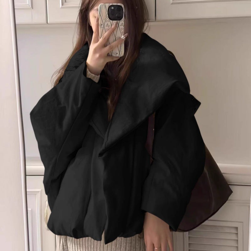 Large Lapel Cotton-padded Coat For Women