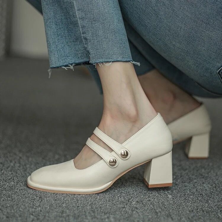 New Gentle High Thick Heel Retro Women's Shoes