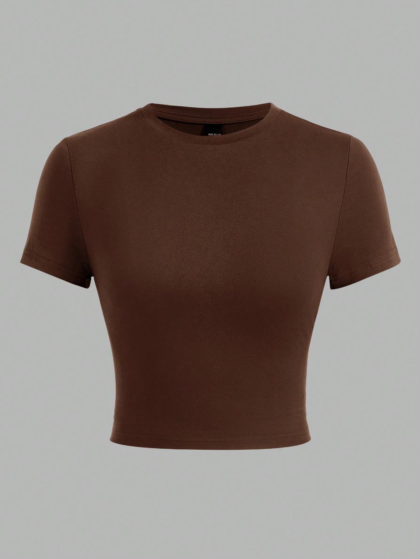 Short Form-fitting Crew-neck Topsexy And Casual