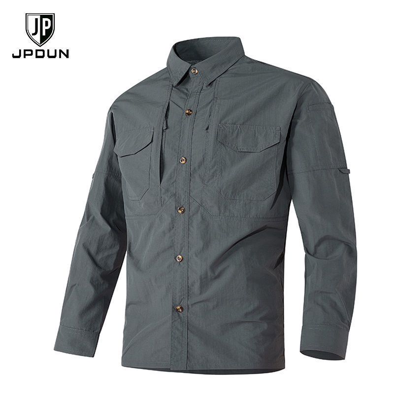 Spring And Autumn Long-sleeved Shirt Men's Multi-pocket Overalls