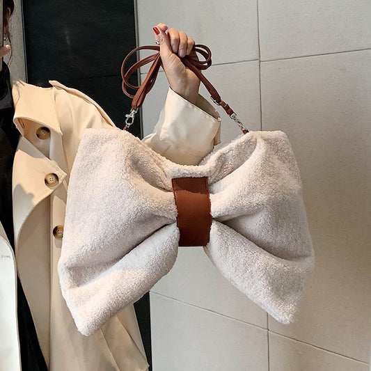 Online Influencer Bow Special-interest Design Canvas Bag Photo Props Crossbody