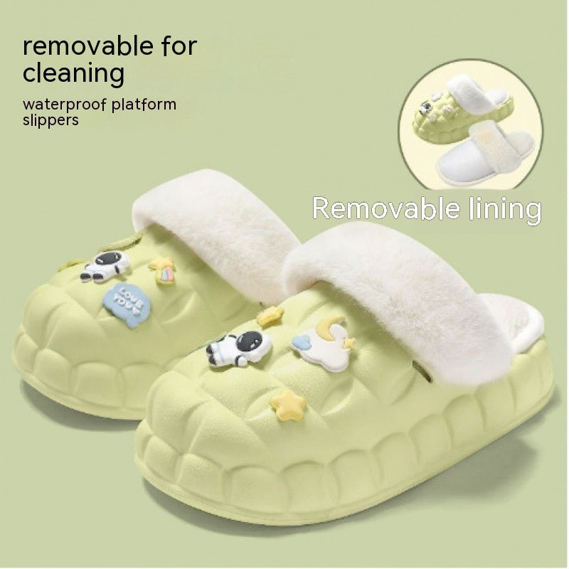 Cotton Slippers Detachable Female Home Cartoon
