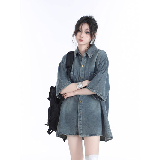 American Retro Heavy Wash Denim Short Sleeve