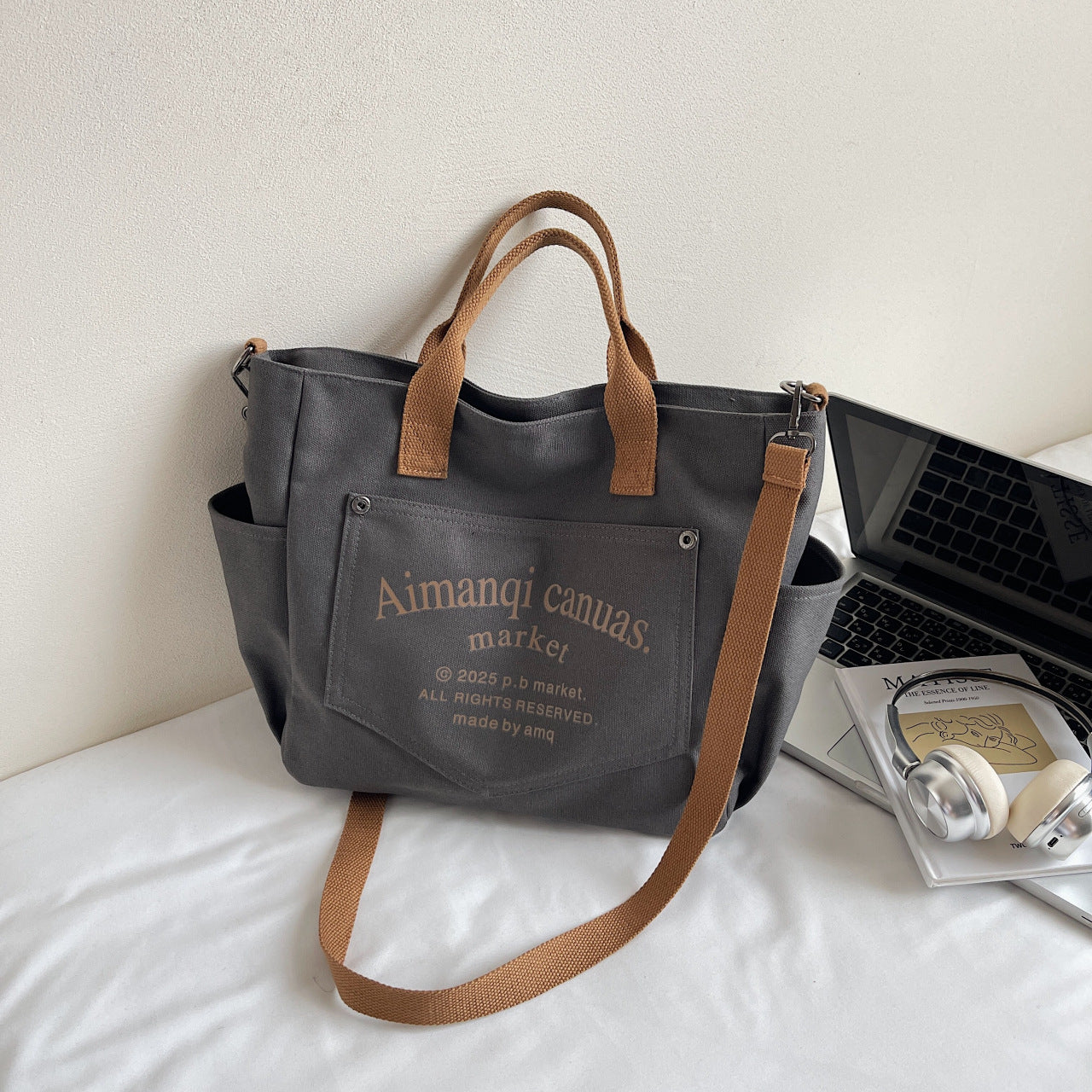 Canvas Commuter Shoulder Tote Crossbody Bag