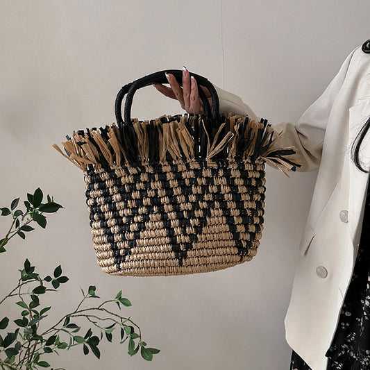 Beach Vacation Women's Woven Bucket Bag Tide