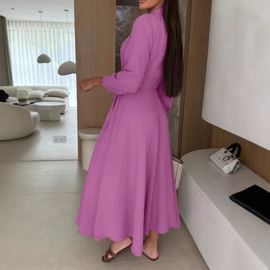 Womens Fashion Printed Long-Sleeve Dress